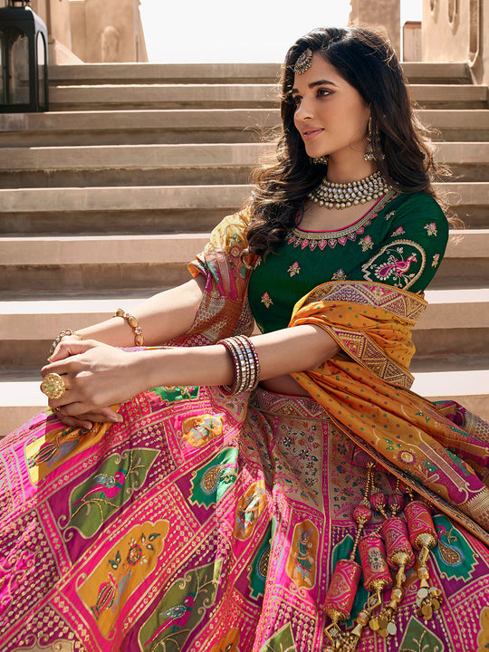 Multicolor Banarasi Silk Lehenga