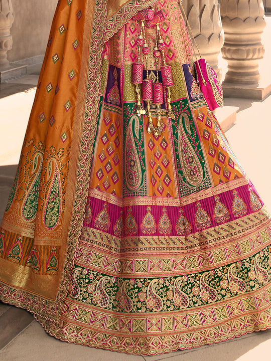 Multicolor Banarasi Silk Lehenga
