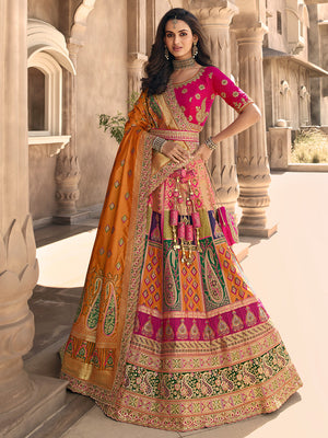 Multicolor Banarasi Silk Lehenga