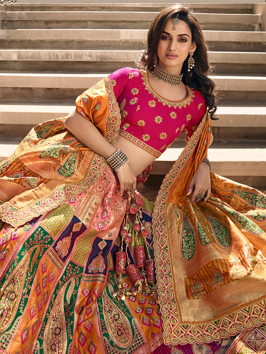 Multicolor Banarasi Silk Lehenga