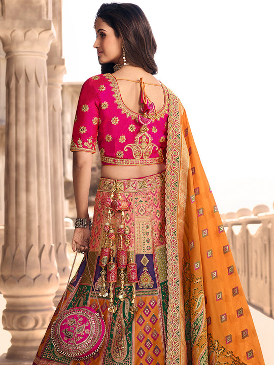 Multicolor Banarasi Silk Lehenga