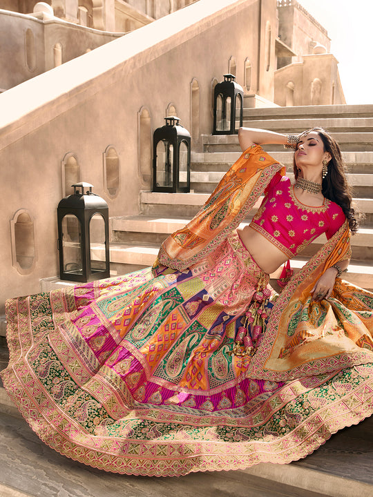 Multicolor Banarasi Silk Lehenga