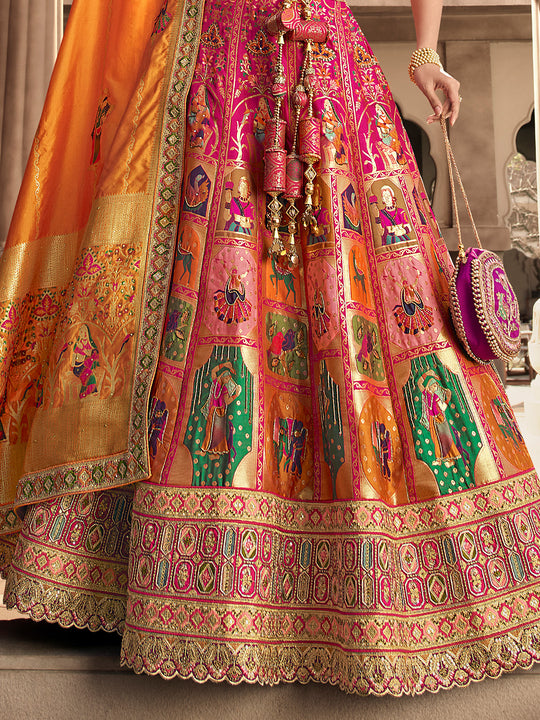 Multicolor Banarasi Silk Lehenga