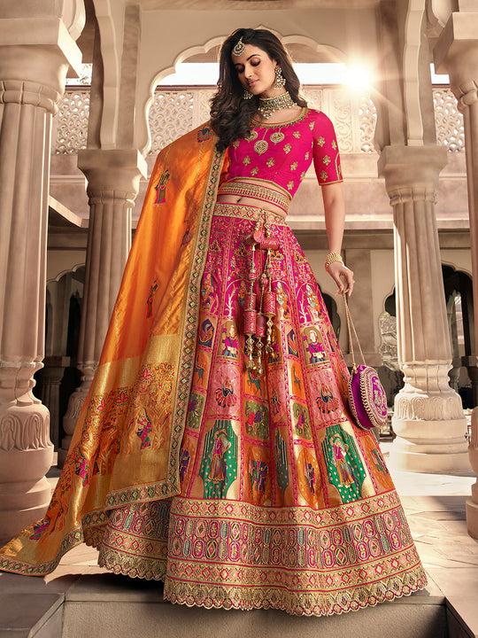 Multicolor Banarasi Silk Lehenga