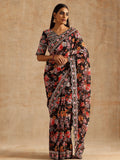 Soft Georgette Beautiful Digital Print With Embroidered Heavy Sequence And Multi Thread Work In Lace On Saree