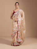 Heavy Jimmy Choo Multi Embroidered Thread Coding And Sequence & Fancy Cutwork With Piping Work Saree