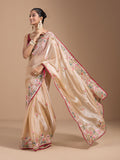 Heavy Jimmy Choo Multi Embroidered Thread Coding And Sequence & Fancy Cutwork With Piping Work Saree
