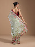 Heavy Jimmy Choo Multi Embroidered Thread Coding And Sequence & Fancy Cutwork With Piping Work Saree