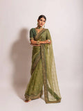 Soft Georgette Silk Multi Thread With 3mm Sequence Designer Work Lace Border And Butti Work Saree