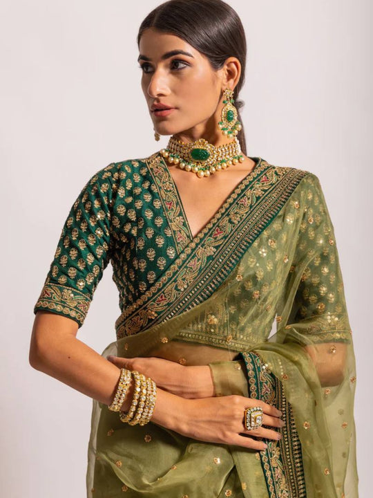 Soft Georgette Silk Multi Thread With 3mm Sequence Designer Work Lace Border And Butti Work Saree