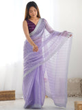 Jimmy Choo Fabric With Dual Color Sequence And thread Embroidered Work And Cut Border & Butta Work Saree