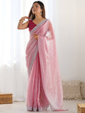 Jimmy Choo Fabric With Dual Color Sequence And thread Embroidered Work And Cut Border & Butta Work Saree