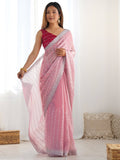 Jimmy Choo Fabric With Dual Color Sequence And thread Embroidered Work And Cut Border & Butta Work Saree