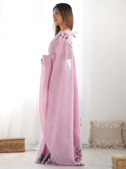 Soft Vichitra Silk With Multi Thread Work With ARC Cutting Border Saree