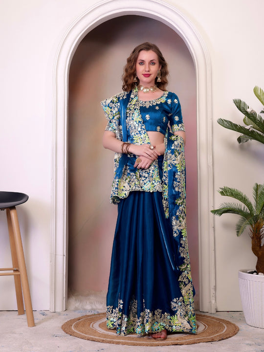 Pure Jimmy Choo Silk  With Coding Sequence Embroidery Work And Beautiful ARC Cutting Border Saree