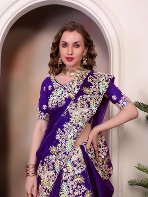 Pure Jimmy Choo Silk  With Coding Sequence Embroidery Work And Beautiful ARC Cutting Border Saree