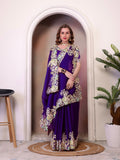 Pure Jimmy Choo Silk  With Coding Sequence Embroidery Work And Beautiful ARC Cutting Border Saree