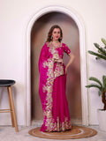 Pure Jimmy Choo Silk  With Coding Sequence Embroidery Work And Beautiful ARC Cutting Border Saree