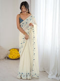 Premium  Pure Soft Silk Sarees With Contrast Matching Thread Work In Sarees And Ready Made Lace Border