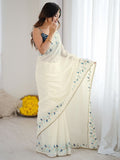 Premium  Pure Soft Silk Sarees With Contrast Matching Thread Work In Sarees And Ready Made Lace Border