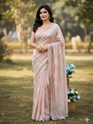 Pure Jimmy Choo Fabric 5 mm Sequence Embroidered Work With Embroidered Arco Cut