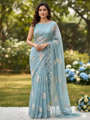 Pure Jimmy Choo Fabric 5 mm Sequence Embroidered Work With Embroidered Arco Cut