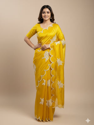 Pure Jimmy Choo Fabric 5 mm Sequence Embroidered Work With Embroidered Arco Cut