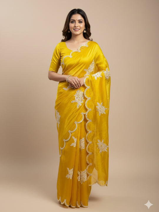 Pure Jimmy Choo Fabric 5 mm Sequence Embroidered Work With Embroidered Arco Cut