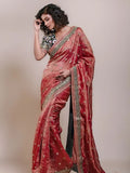 Premium Banarasi Crush Fabrics With Multi Thread Sequins Embroidered  Work Lace Border And All Over Saree’s Butta Work