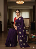 Jimmy Choo Fabric  Beads And Sequins Work With All Over Saree’s Butta And Contrast Matching Piping Border