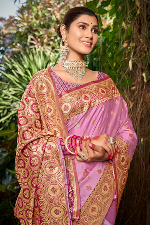 Purple Stain Silk Saree With Blouse Piece