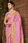 Purple Stain Silk Saree With Blouse Piece