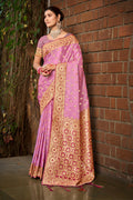 Purple Stain Silk Saree With Blouse Piece