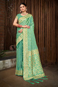 Green Stain Silk Saree With Blouse Piece