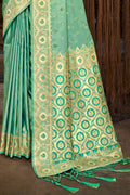 Green Stain Silk Saree With Blouse Piece