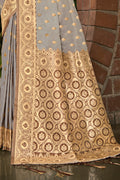 Grey Stain Silk Saree With Blouse Piece