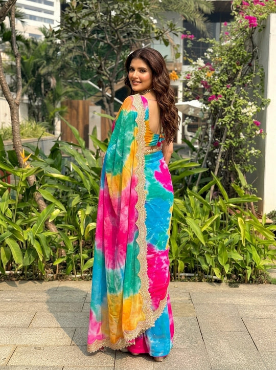 Embellished Lehriya Saree
