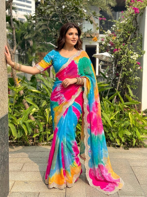 Embellished Lehriya Saree