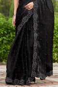 Jet Black Organza Saree