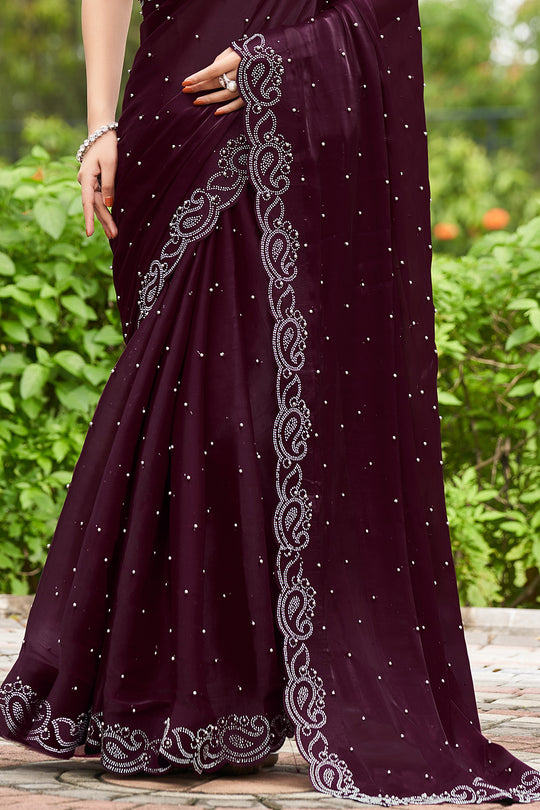 Magenta Purple Organza Saree