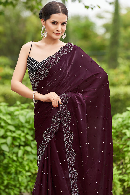 Magenta Purple Organza Saree