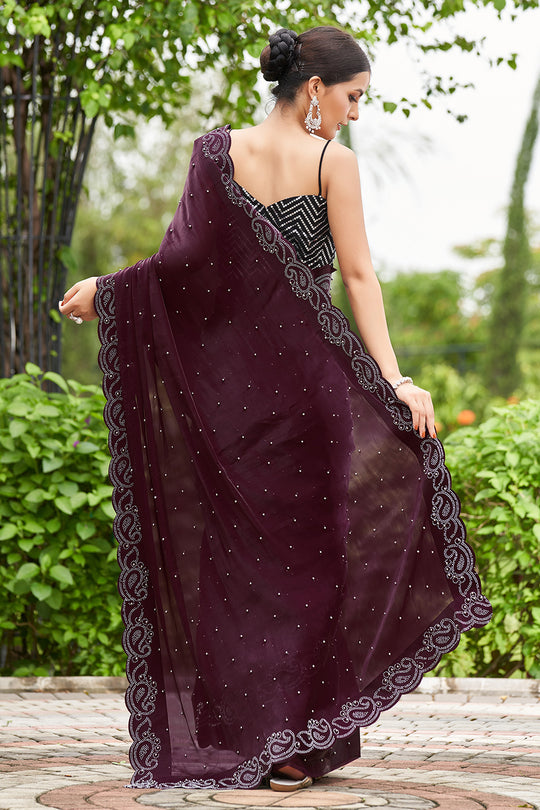 Magenta Purple Organza Saree