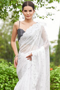 Pure White Organza Saree