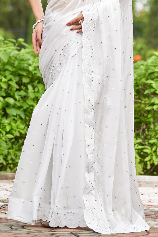 Pure White Organza Saree