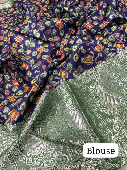 Green Tussar  Saree With Blouse Piece