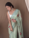 Green Georgette silk Saree With Blouse Piece