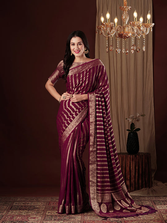 Georgette Banarasi Silk Saree With Blouse Piece