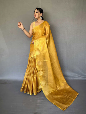 Yellow Silk Festive Wear Saree With Blouse Piece