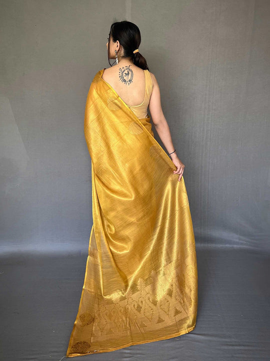 Yellow Silk Festive Wear Saree With Blouse Piece