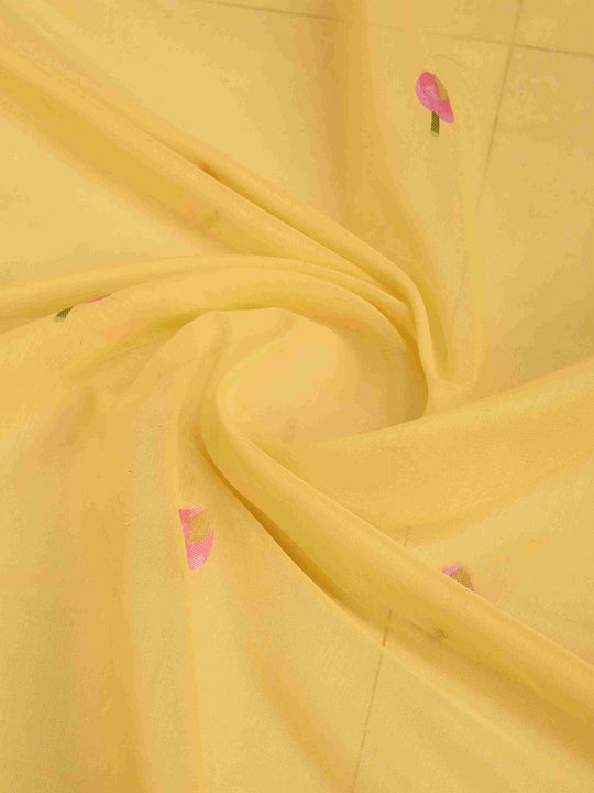 Yellow Linen Festive Wear Saree With Blouse Piece